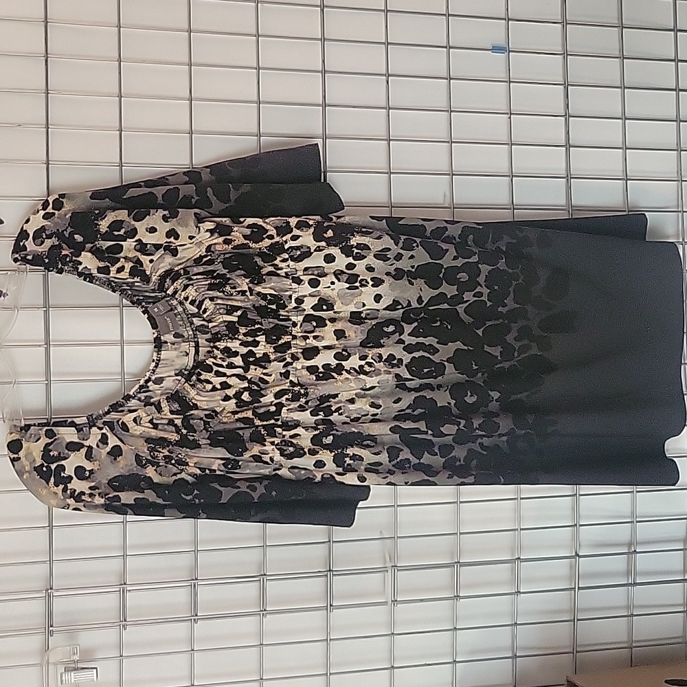 Muse Women's Leopard Dress Size 14 Black and Gray and White